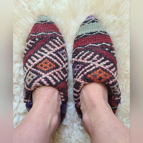 NWT Upcycled Moroccan Rug Slippers Size S [Womens 5.5-6] - Picture 5 of 8